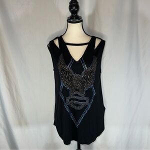 Harley Davidson Tank Top Tee Distressed Strappy Biker Moto Motorcycle Sz Med Y2K